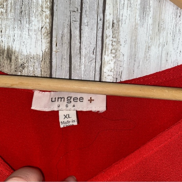 Umgee Red Layered Ruffle Sleeve Blouse - Picture 6 of 6